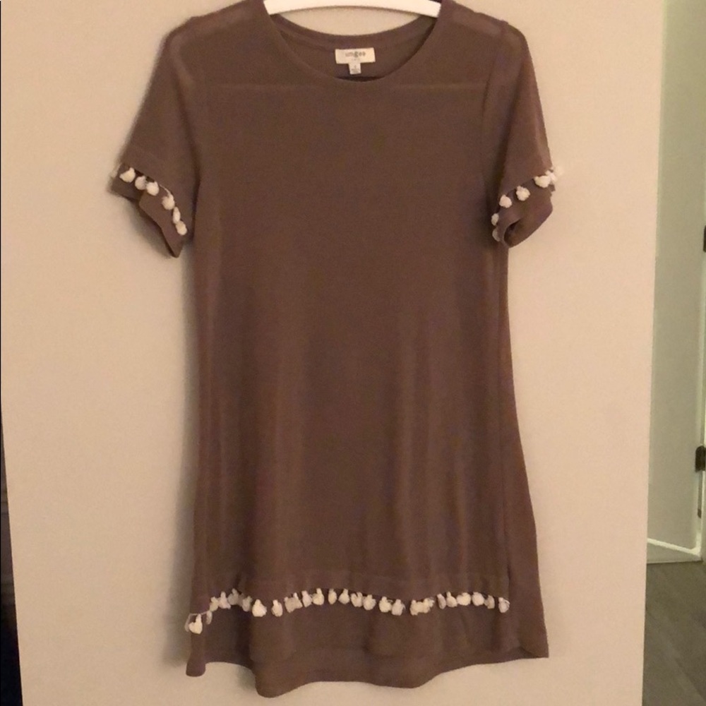 Umgee Brown and White Tassled Dress Size Small